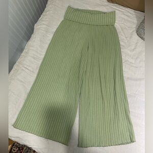 Urban Outfitters Sage Wide-Leg Ribbed Pants